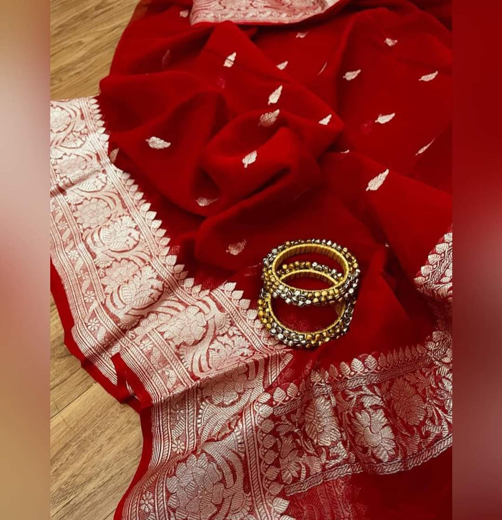 Pure Georgette Handloom Banarasi Saree