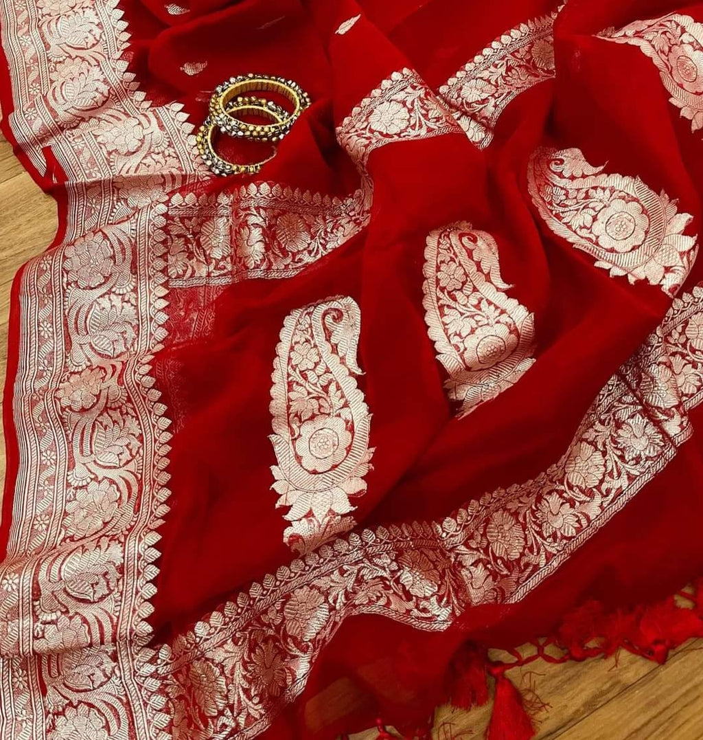 Pure Georgette Handloom Banarasi Saree