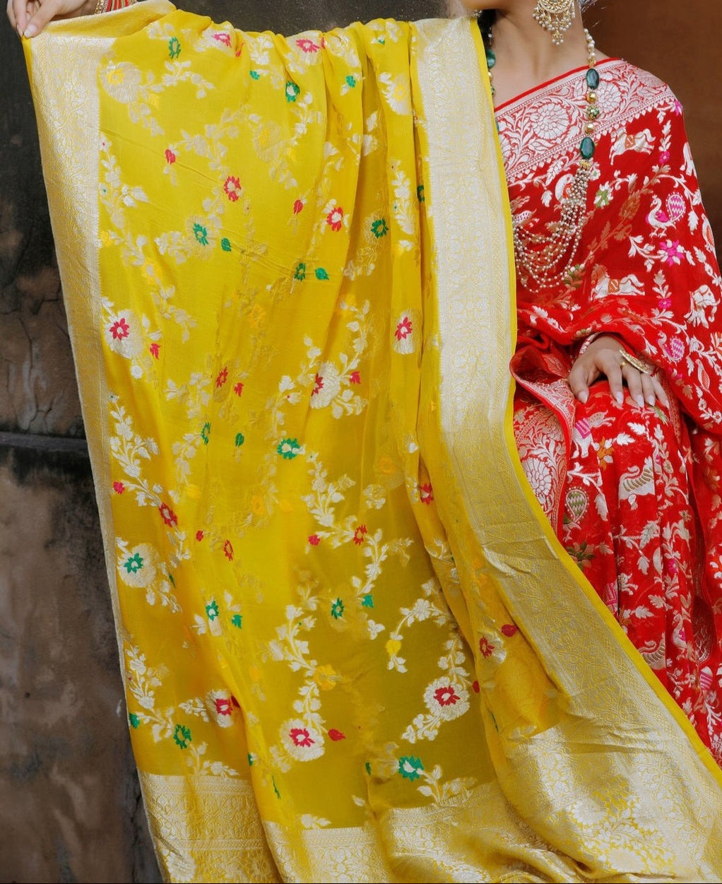 Pure Georgette Dupatta - Water Zari Meenakari