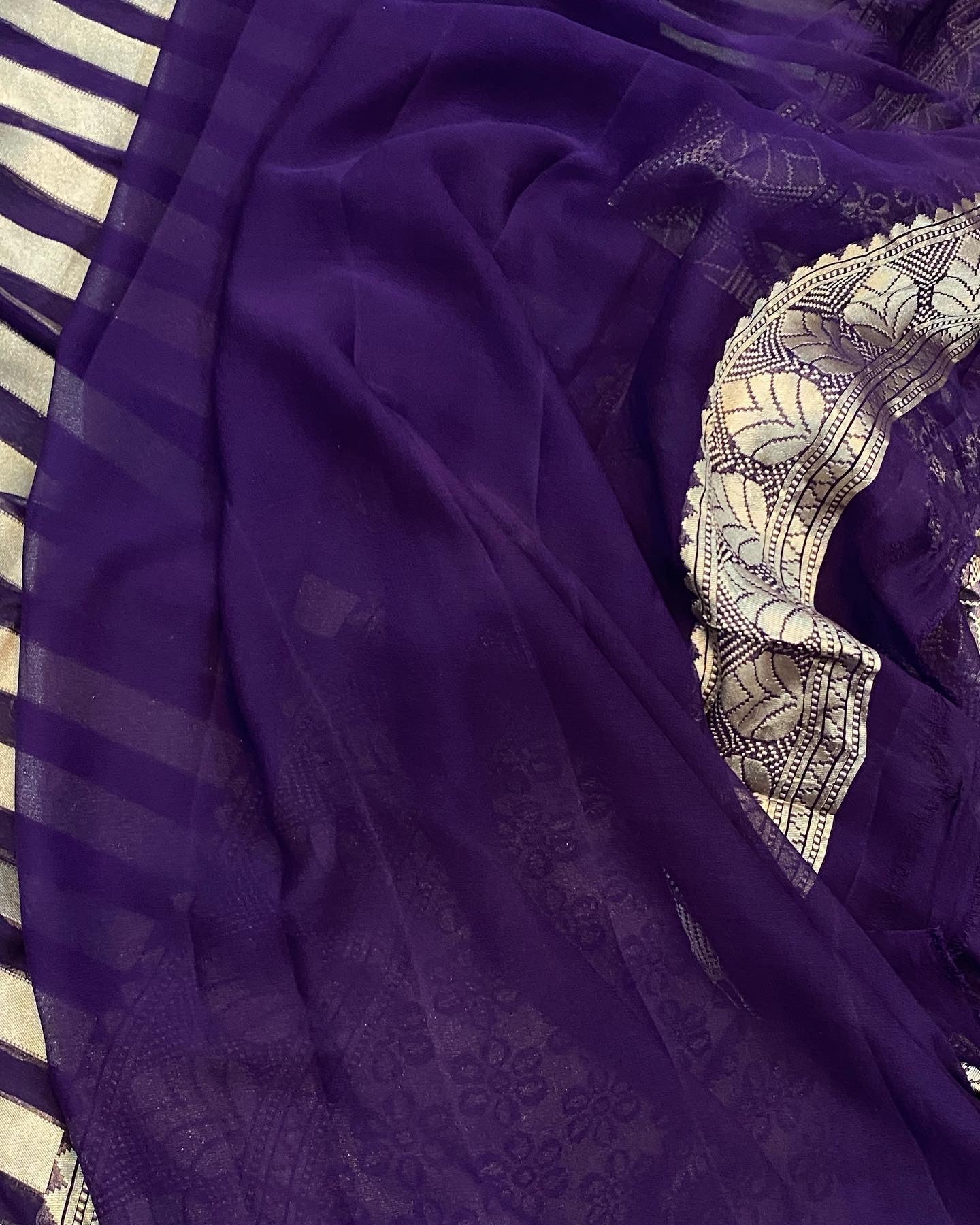 Khaddi Georgette Handloom Banarasi Saree
