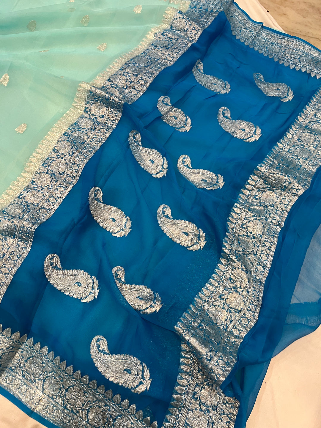 Pure Georgette Handloom Banarasi Saree