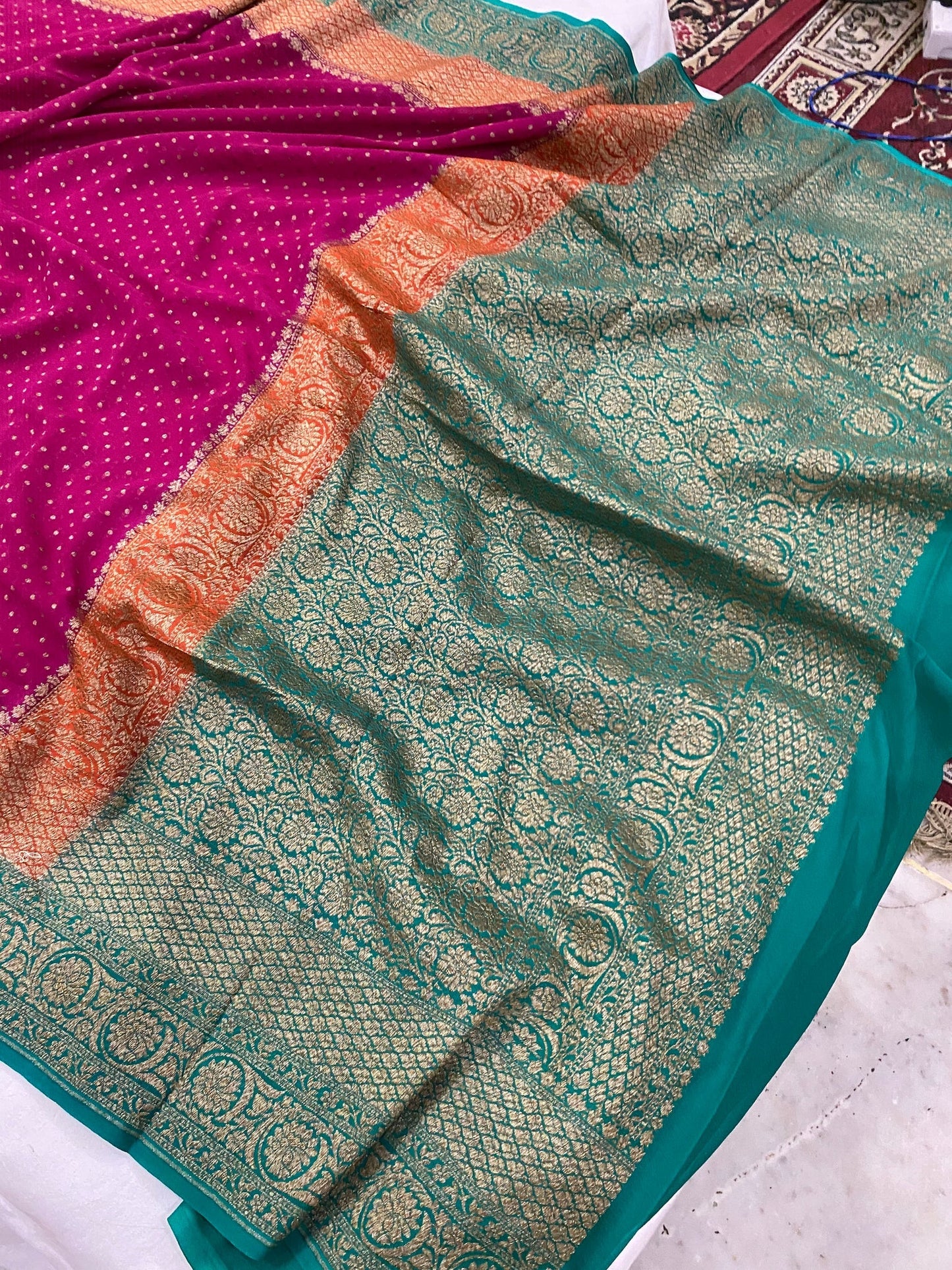 Khaddi Georgette Banarasi Saree - Antique zari