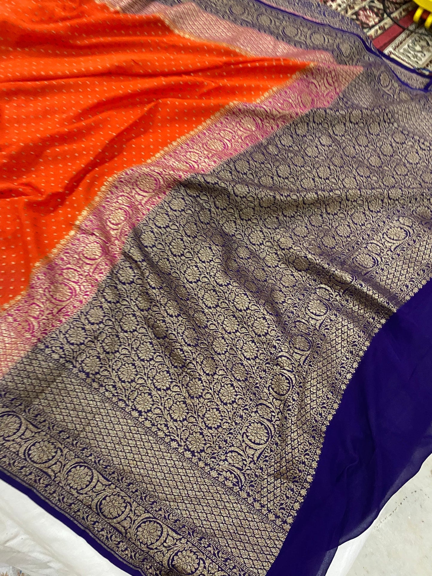 Khaddi Georgette Banarasi Saree - Antique zari