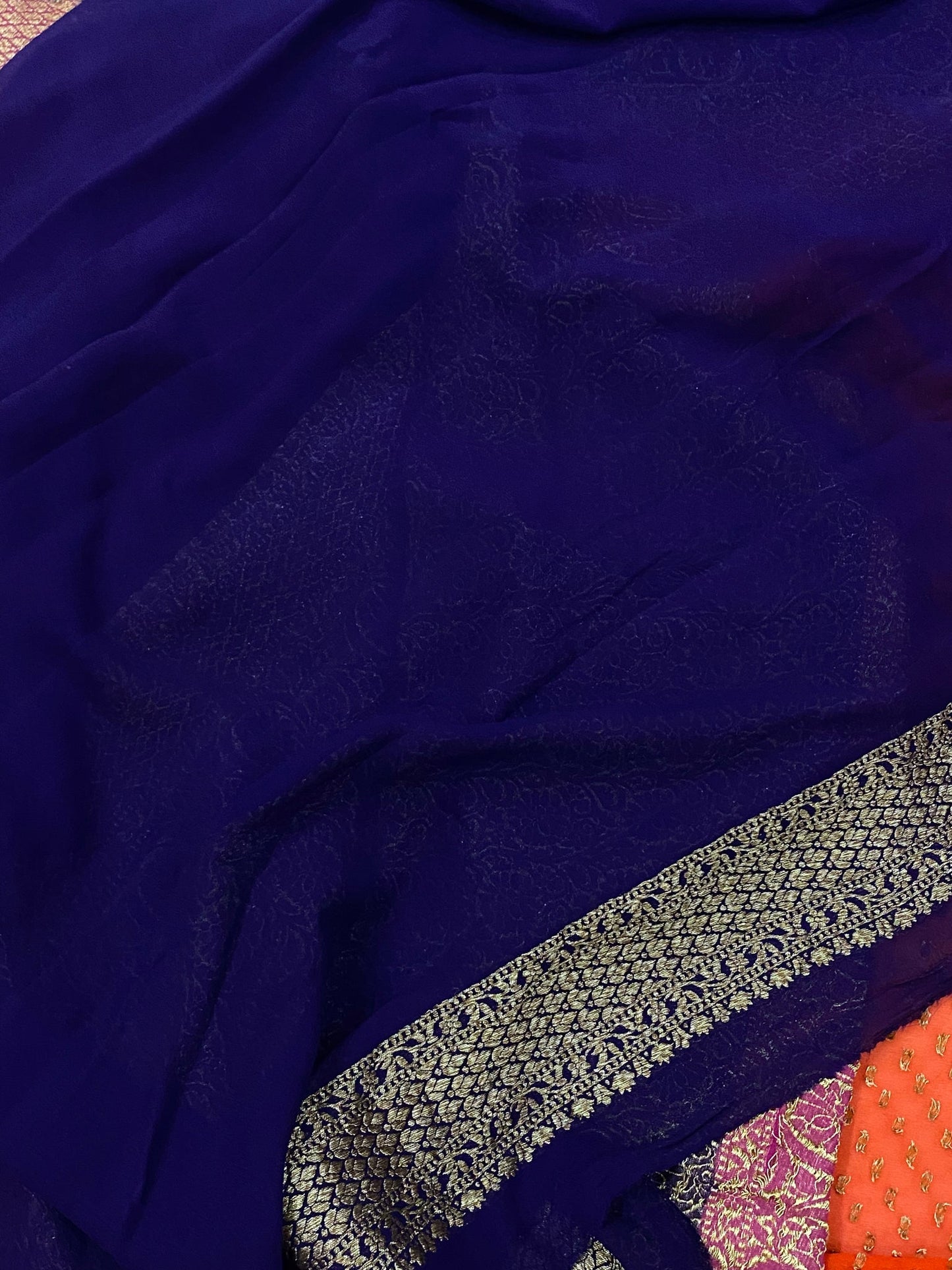 Khaddi Georgette Banarasi Saree - Antique zari