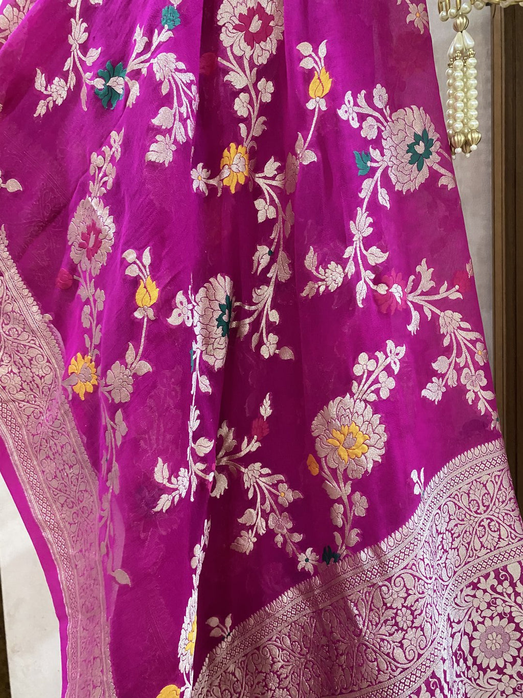Pure Georgette Dupatta -Water Zari Meenakari