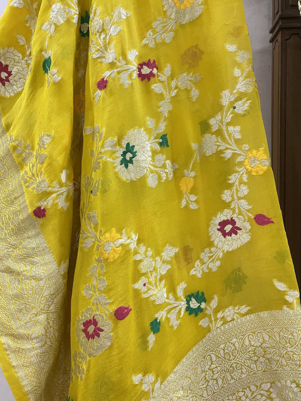 Pure Georgette Dupatta - Water Zari Meenakari