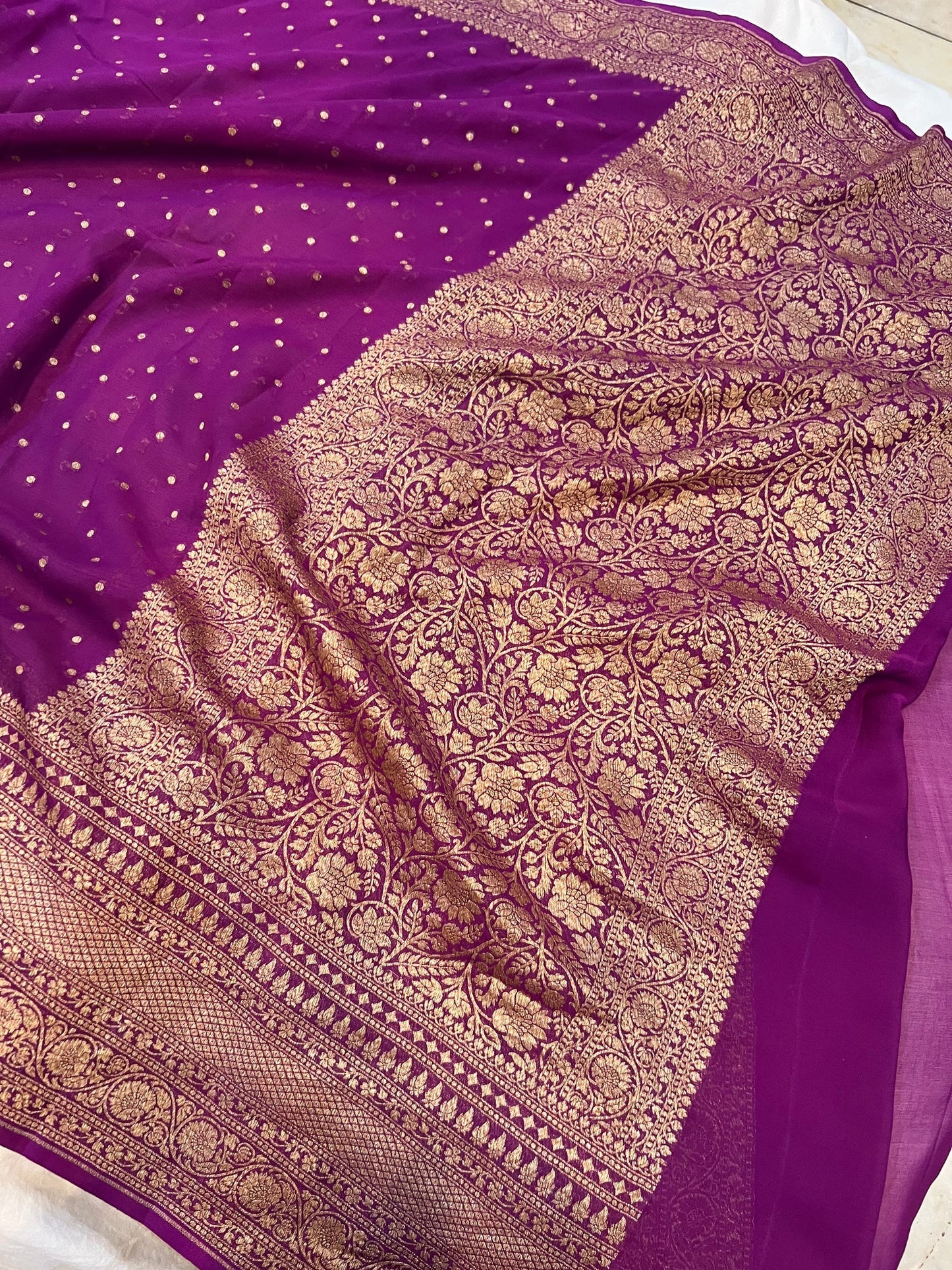 Khaddi Georgette Banarasi Saree - Antique zari