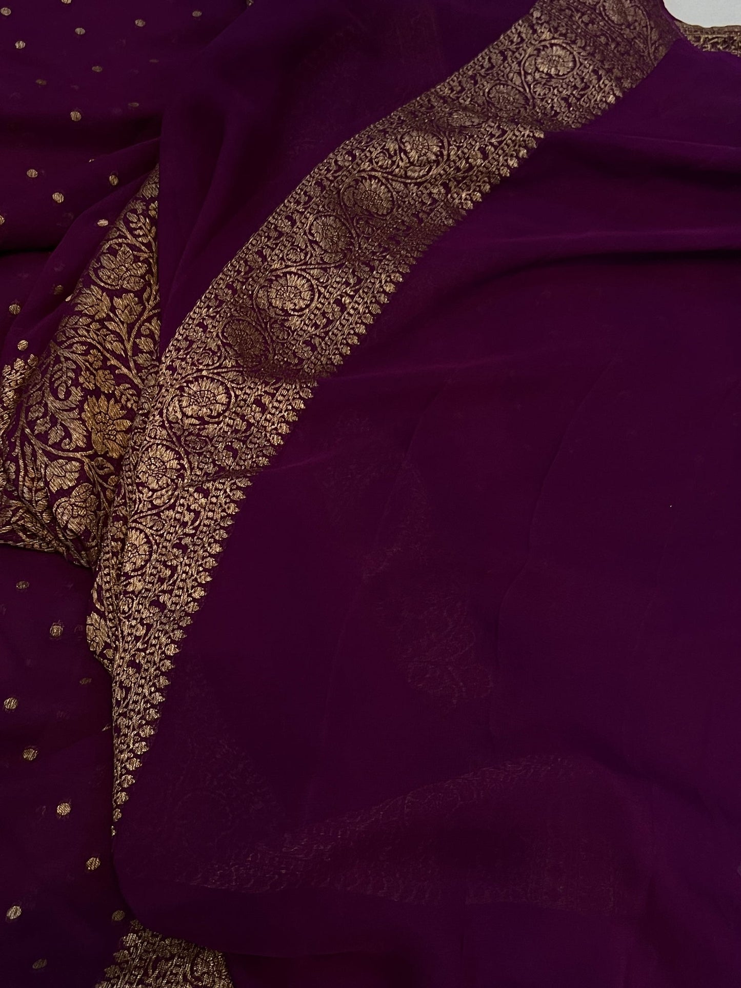 Khaddi Georgette Banarasi Saree - Antique zari