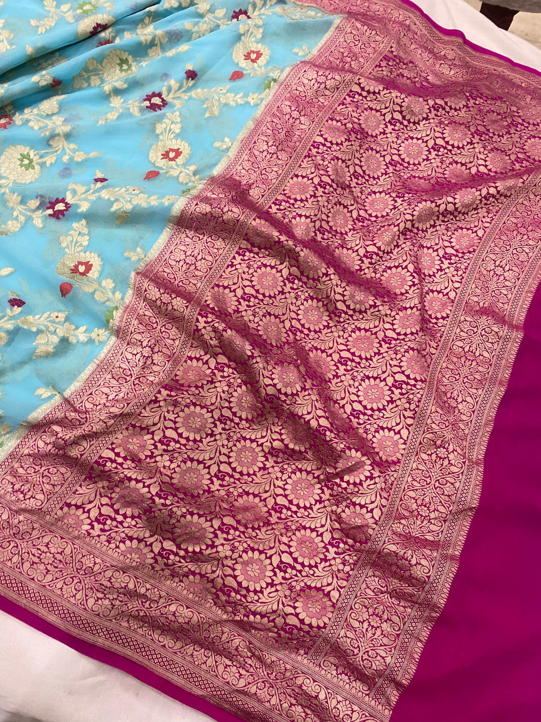 Khaddi Georgette Handloom Banarasi Saree