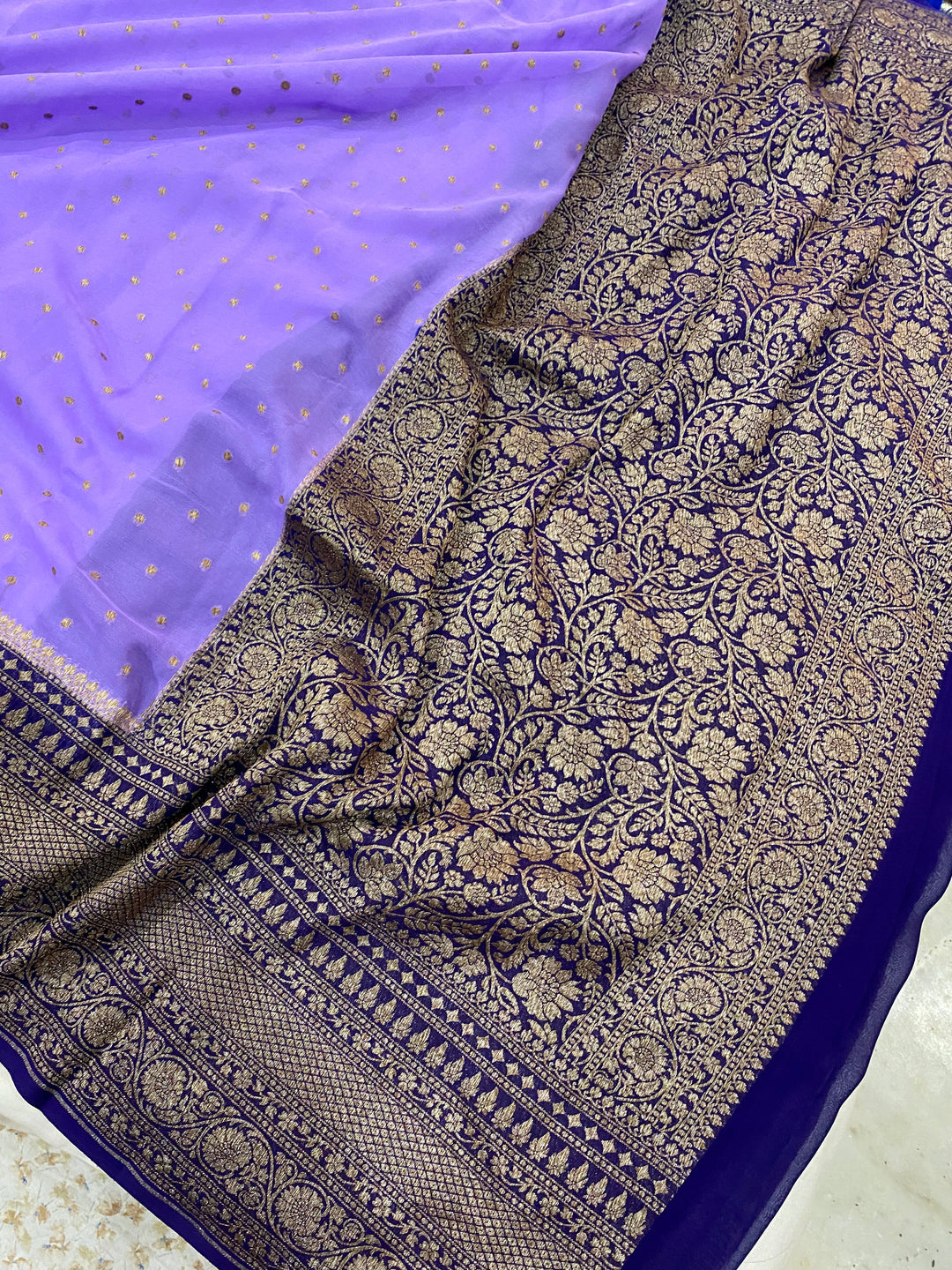 Khaddi Georgette Banarasi Saree - Antique zari