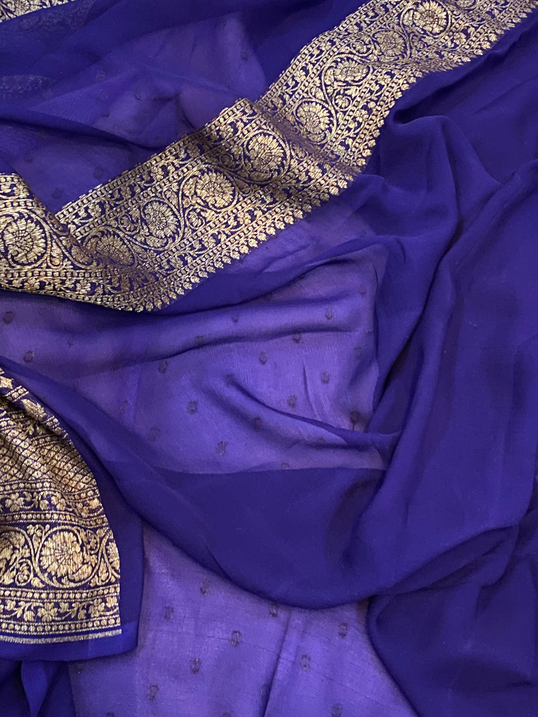 Khaddi Georgette Banarasi Saree - Antique zari