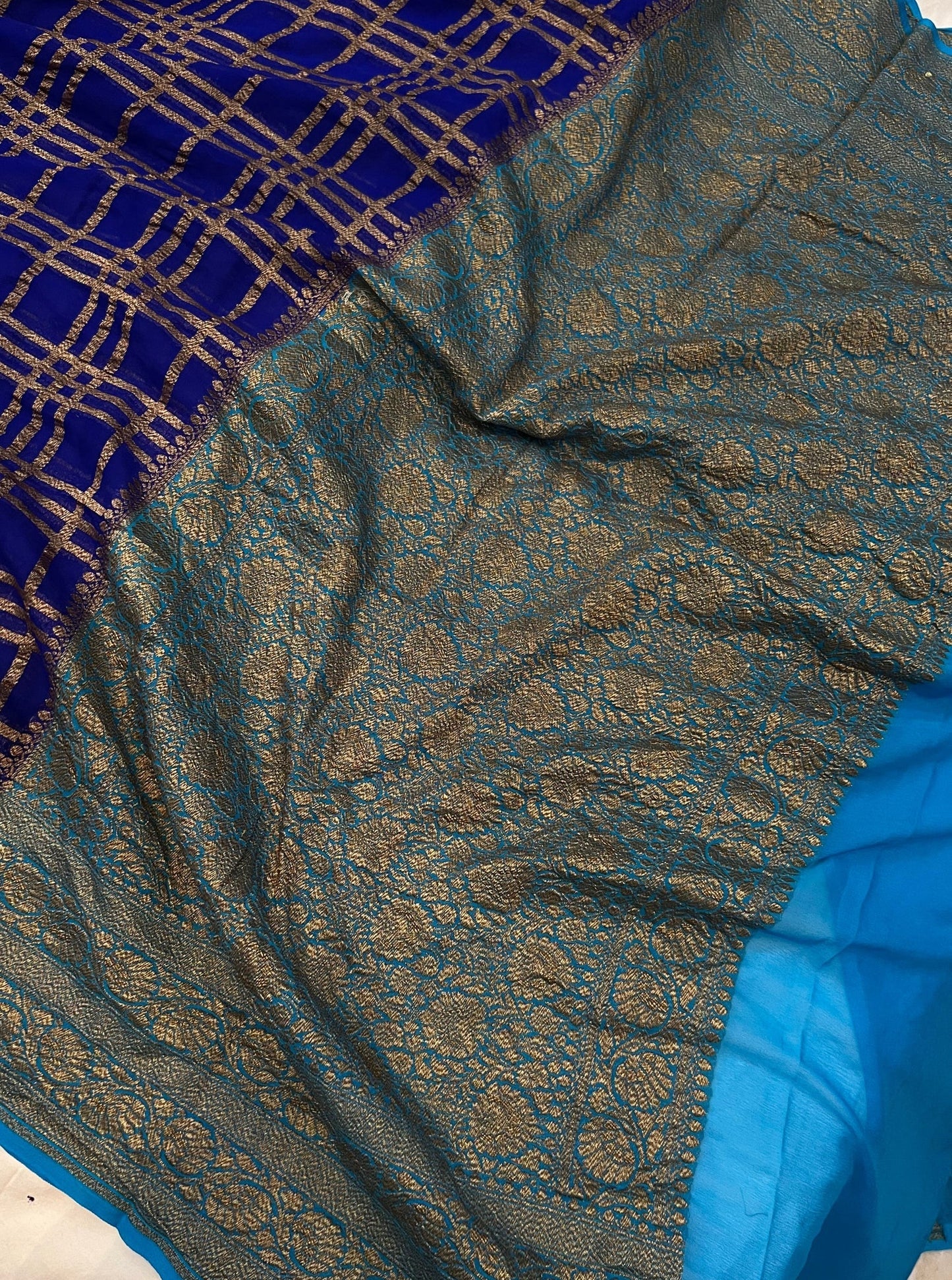 Khaddi Georgette Banarasi Saree - Antique zari