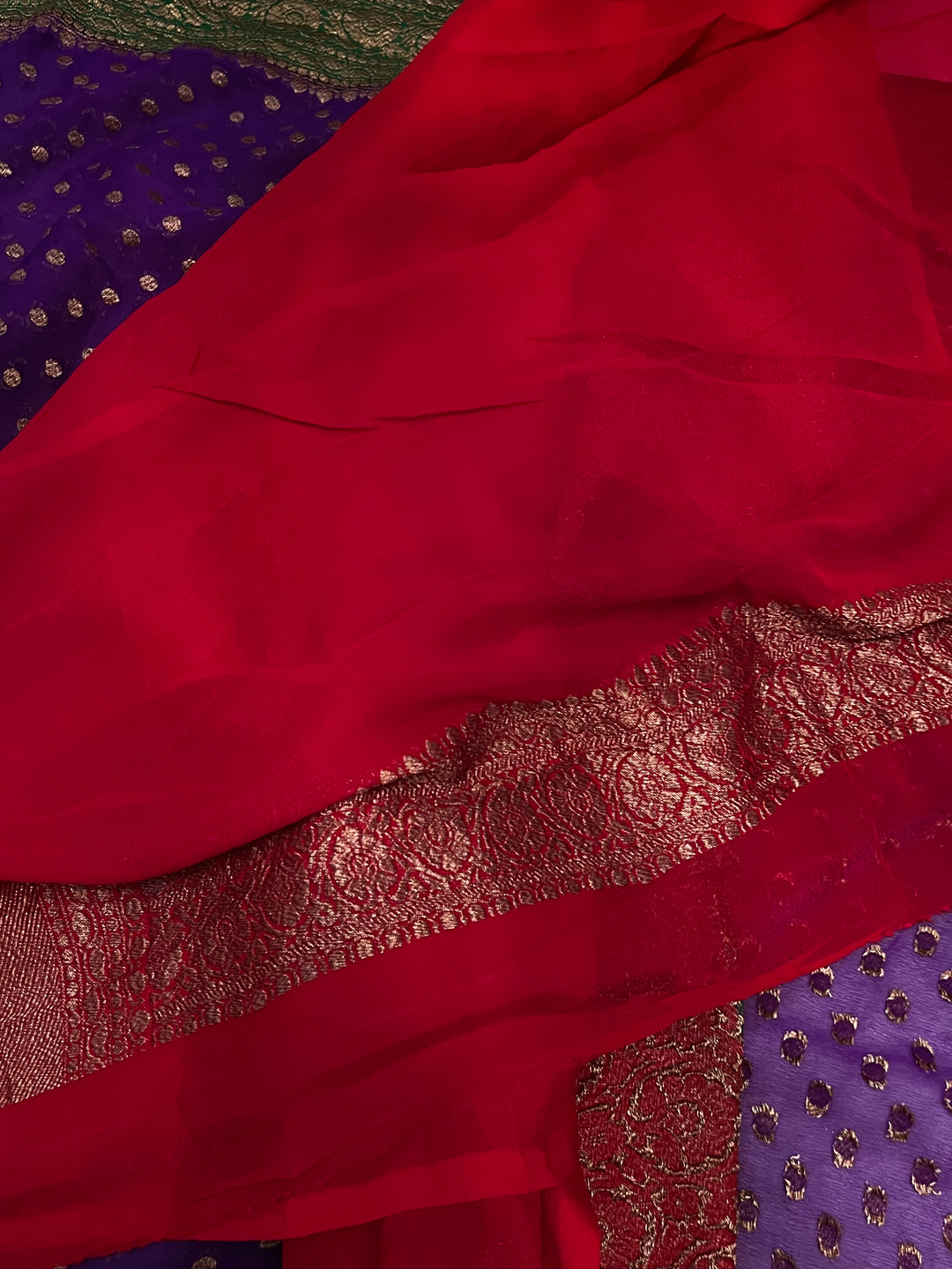Khaddi Georgette Banarasi Saree - Antique zari