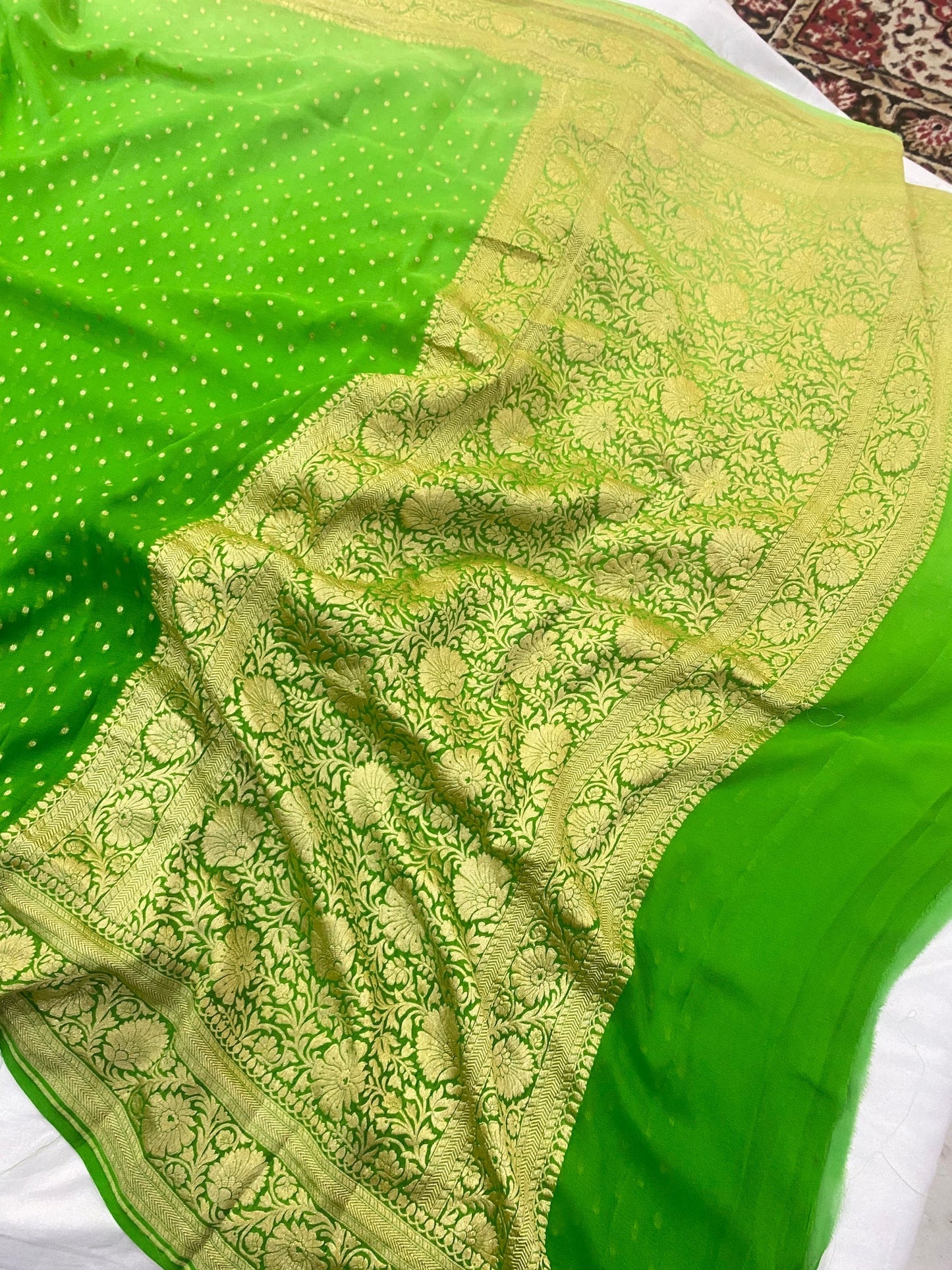 Khaddi Georgette Banarasi Saree - Gold zari