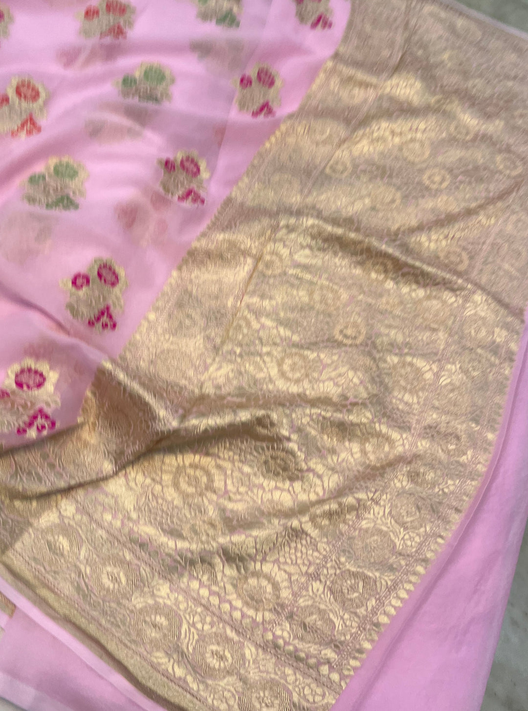 Khaddi Georgette Handloom Banarasi Saree