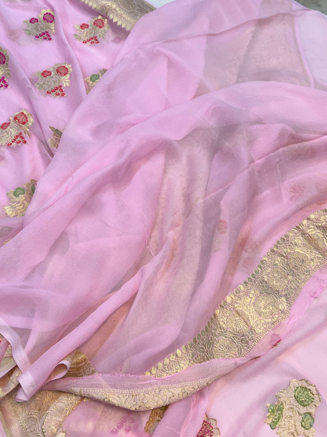 Khaddi Georgette Handloom Banarasi Saree