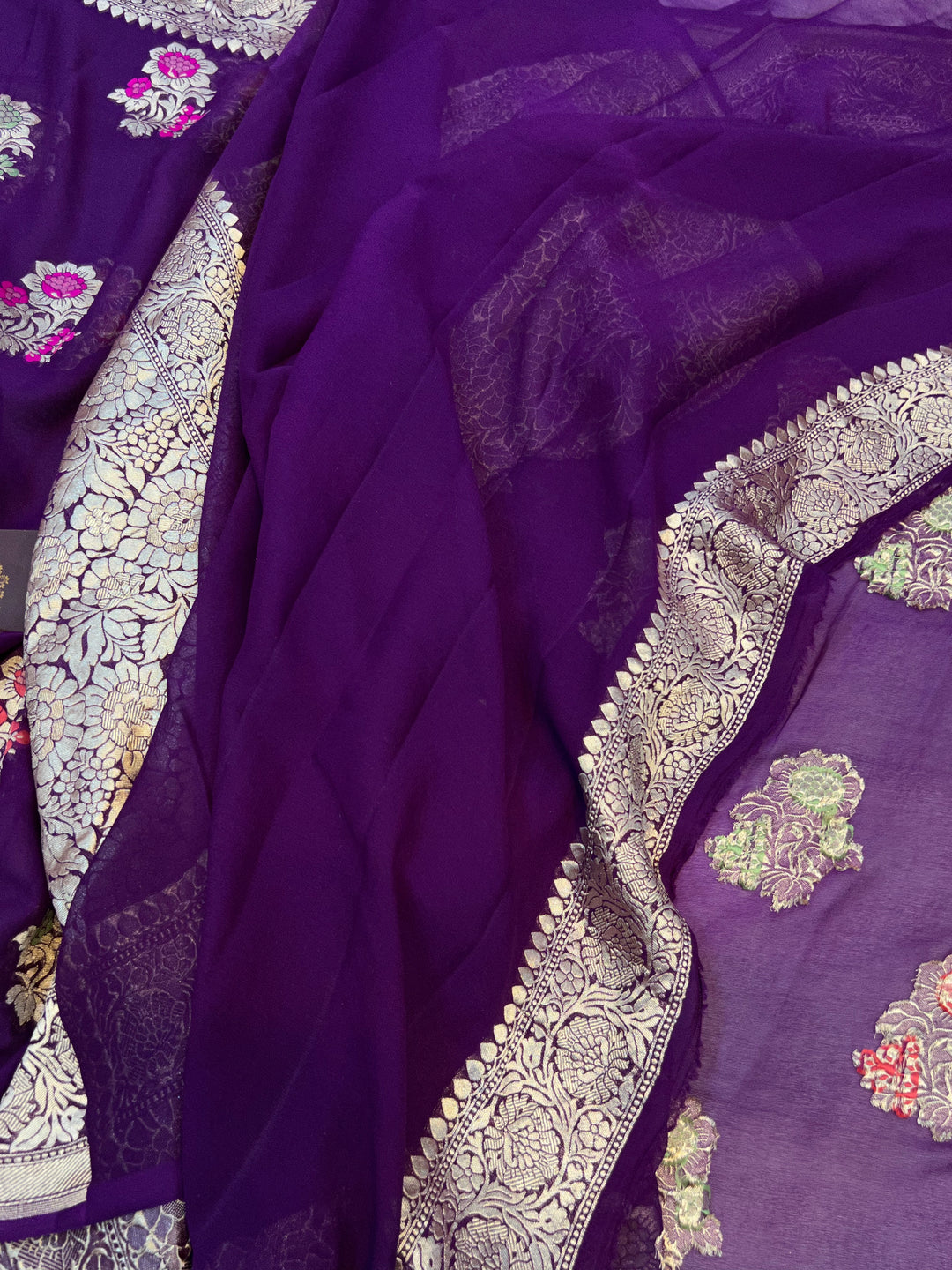 Khaddi Georgette Banarasi Saree - Gold zari