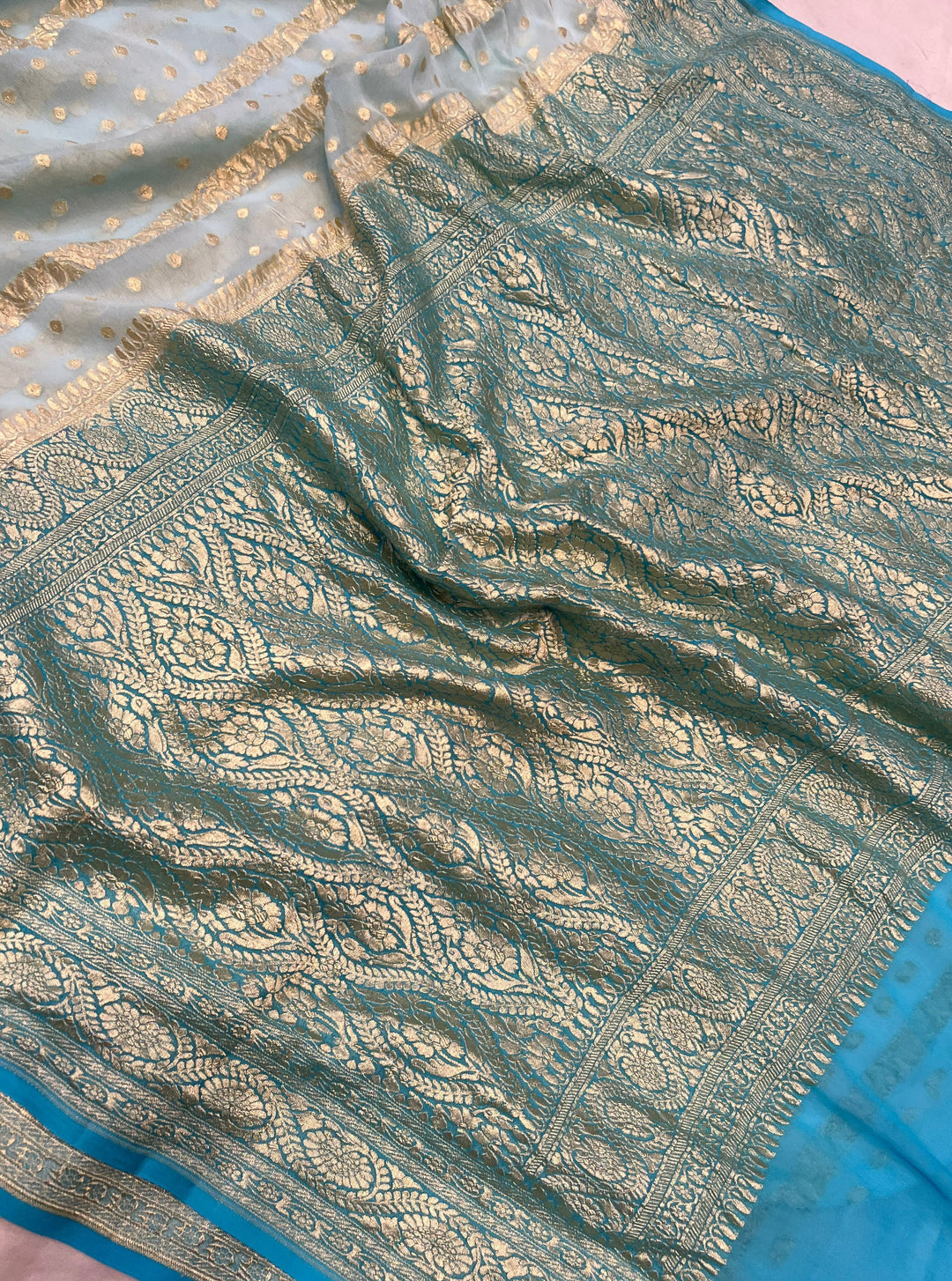 Khaddi Georgette Banarasi Saree - Gold zari