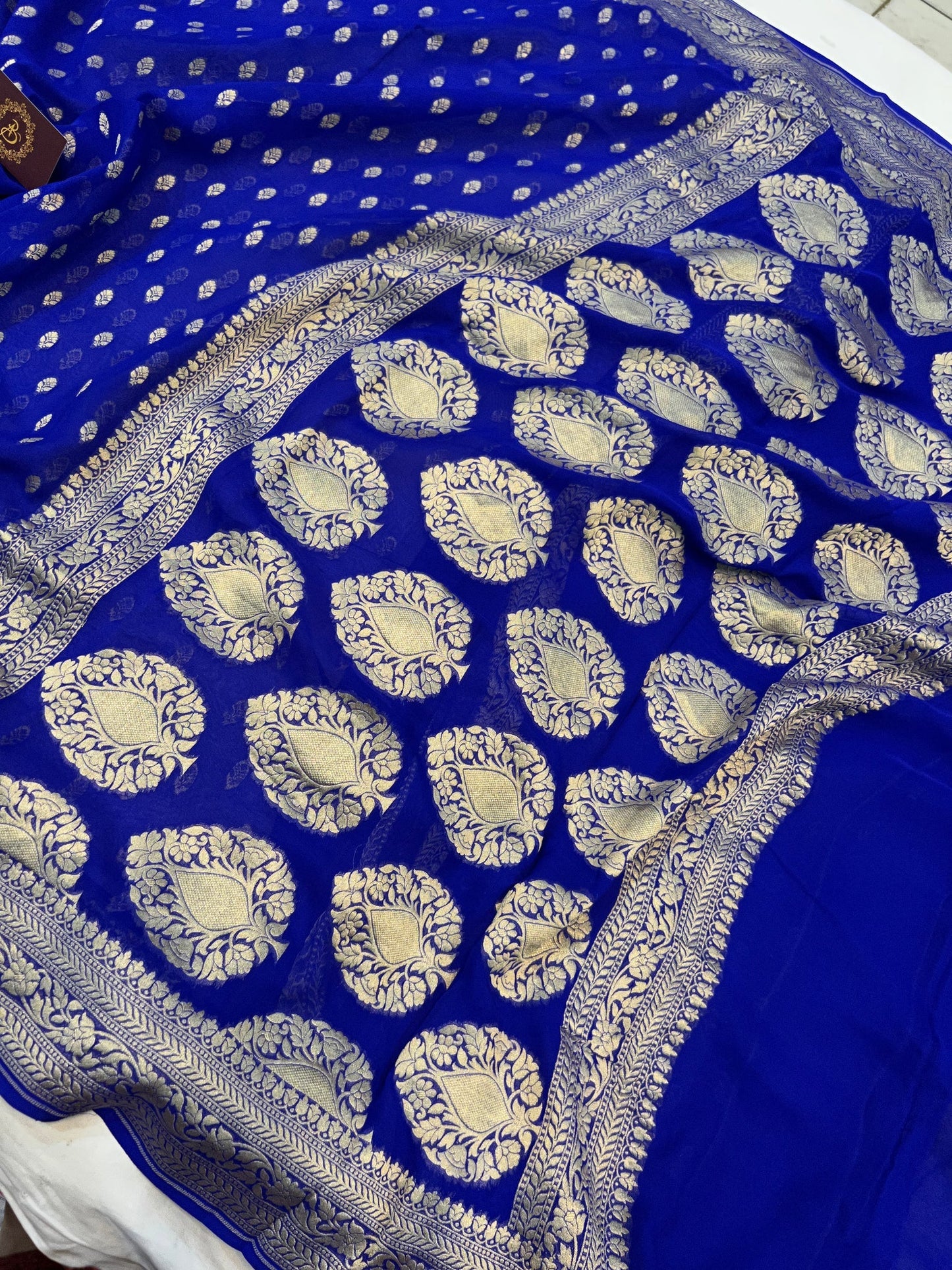 Khaddi Georgette Banarasi Saree - Gold zari