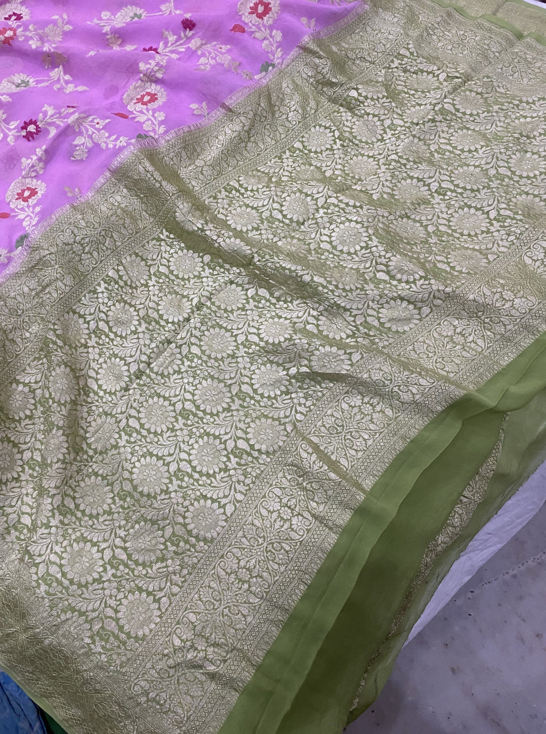 Khaddi Georgette Handloom Banarasi Saree