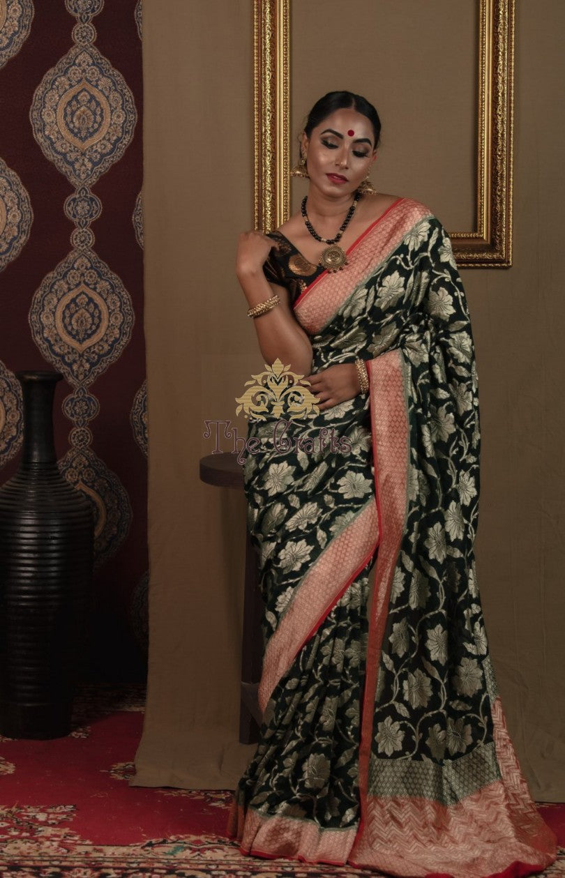 Khaddi Georgette Handloom Banarasi Saree