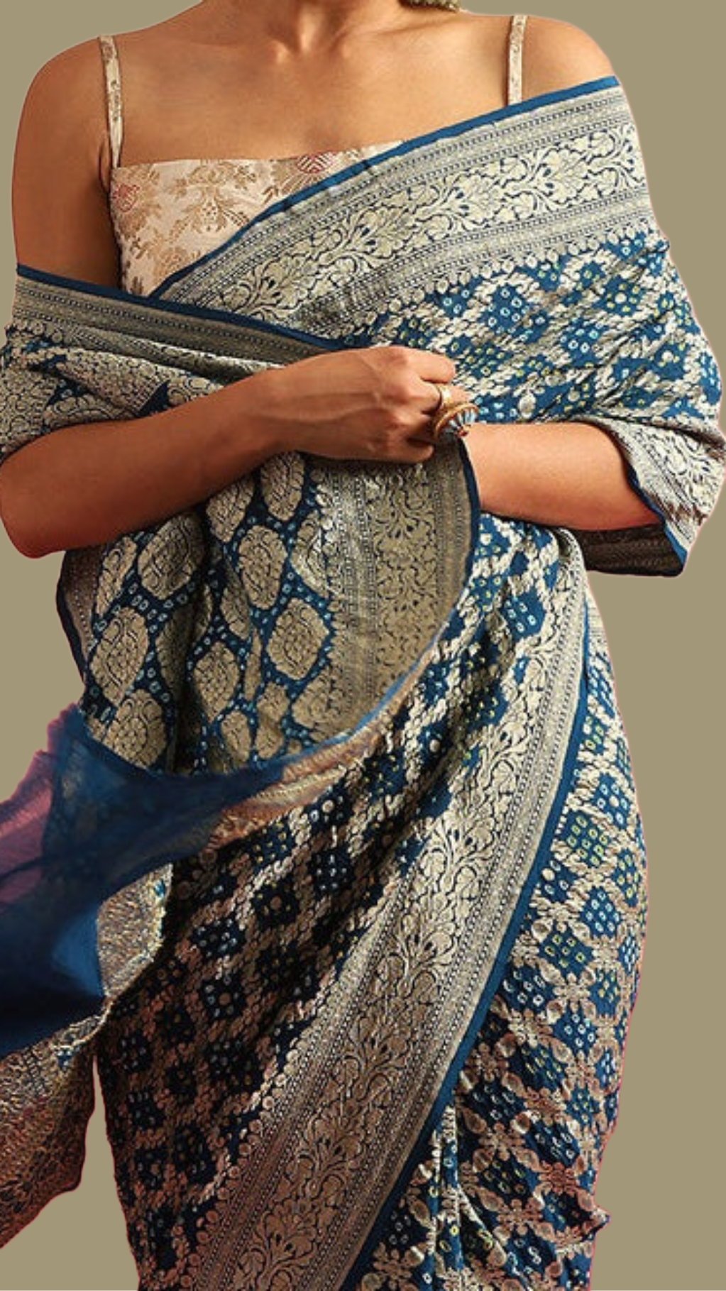 Pure Georgette Banarasi Bandhej Handloom Saree