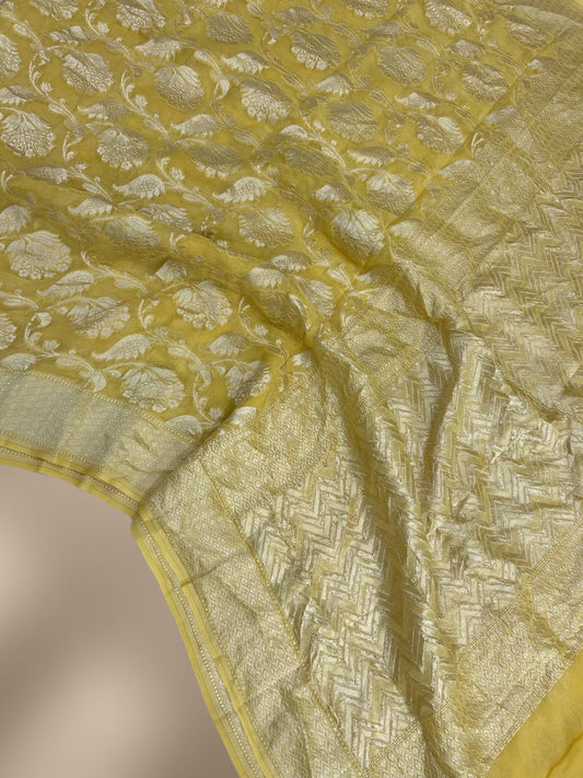 Khaddi Georgette Handloom Banarasi Saree