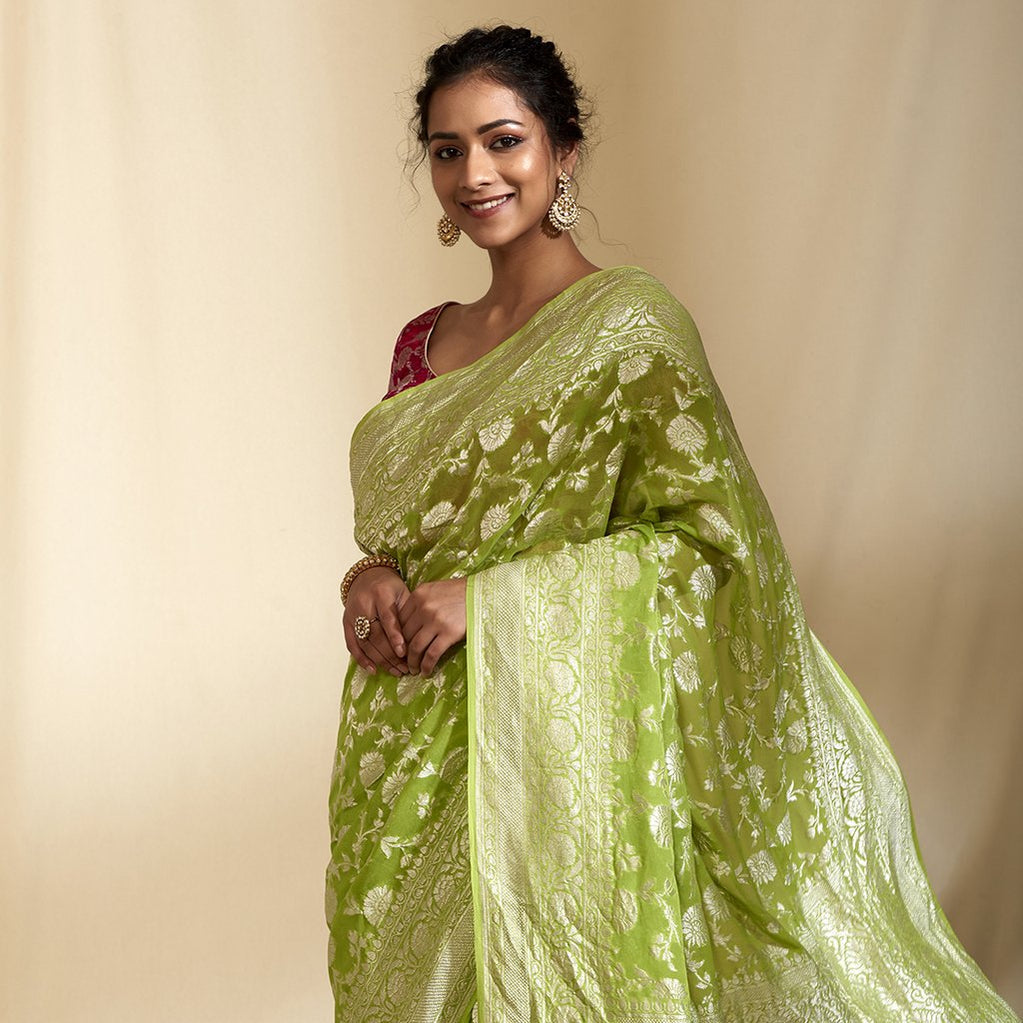 Pure Georgette Handloom Banarasi Saree