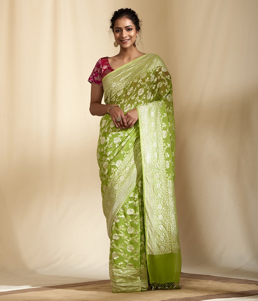 Pure Georgette Handloom Banarasi Saree