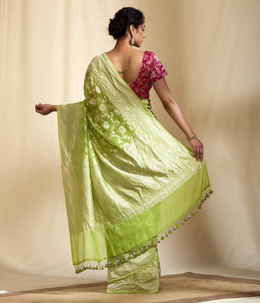 Pure Georgette Handloom Banarasi Saree