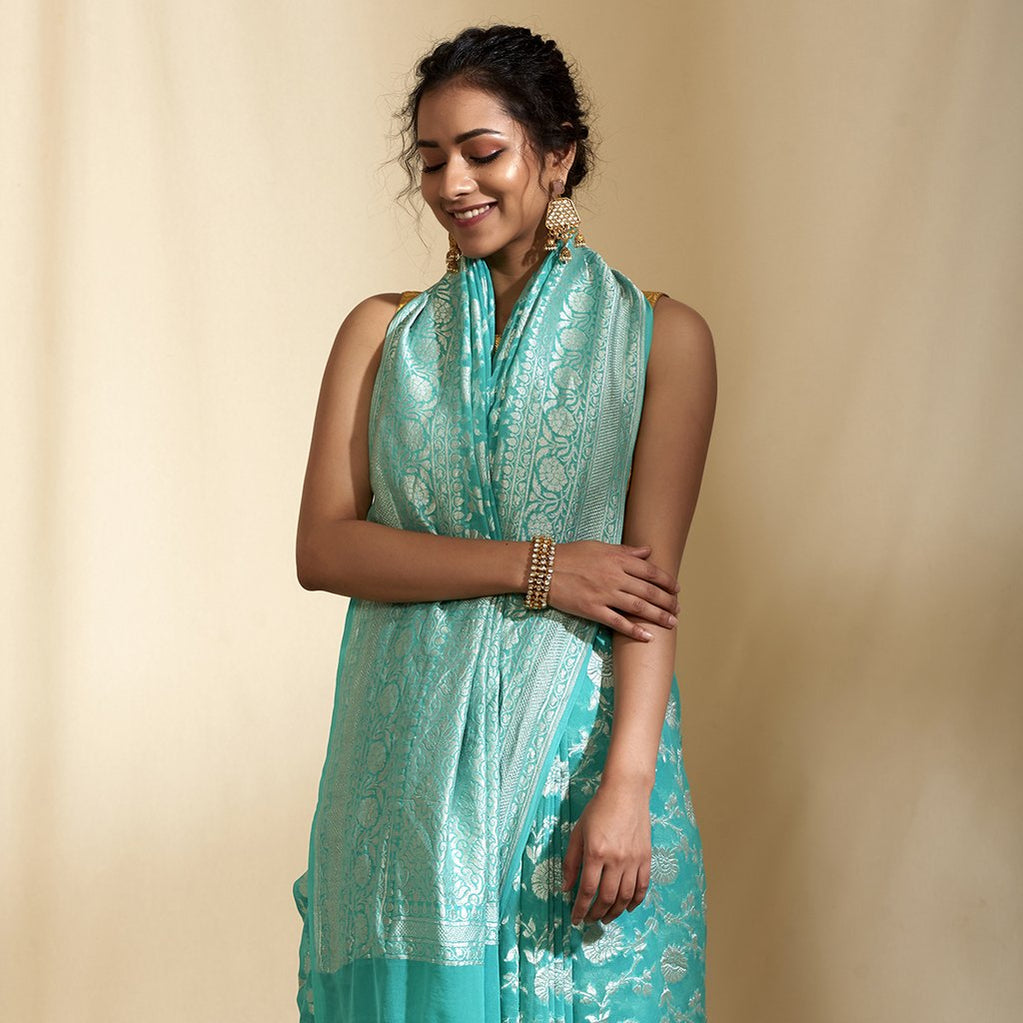 Pure Georgette Handloom Banarasi Saree
