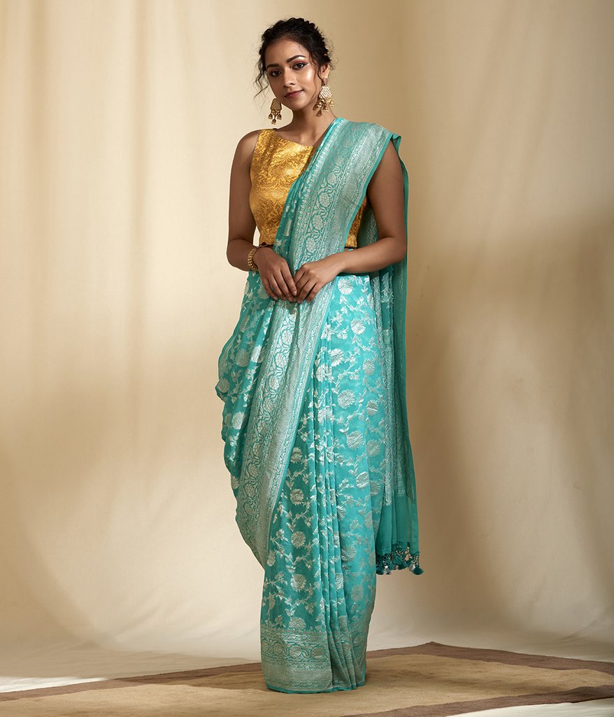 Pure Georgette Handloom Banarasi Saree