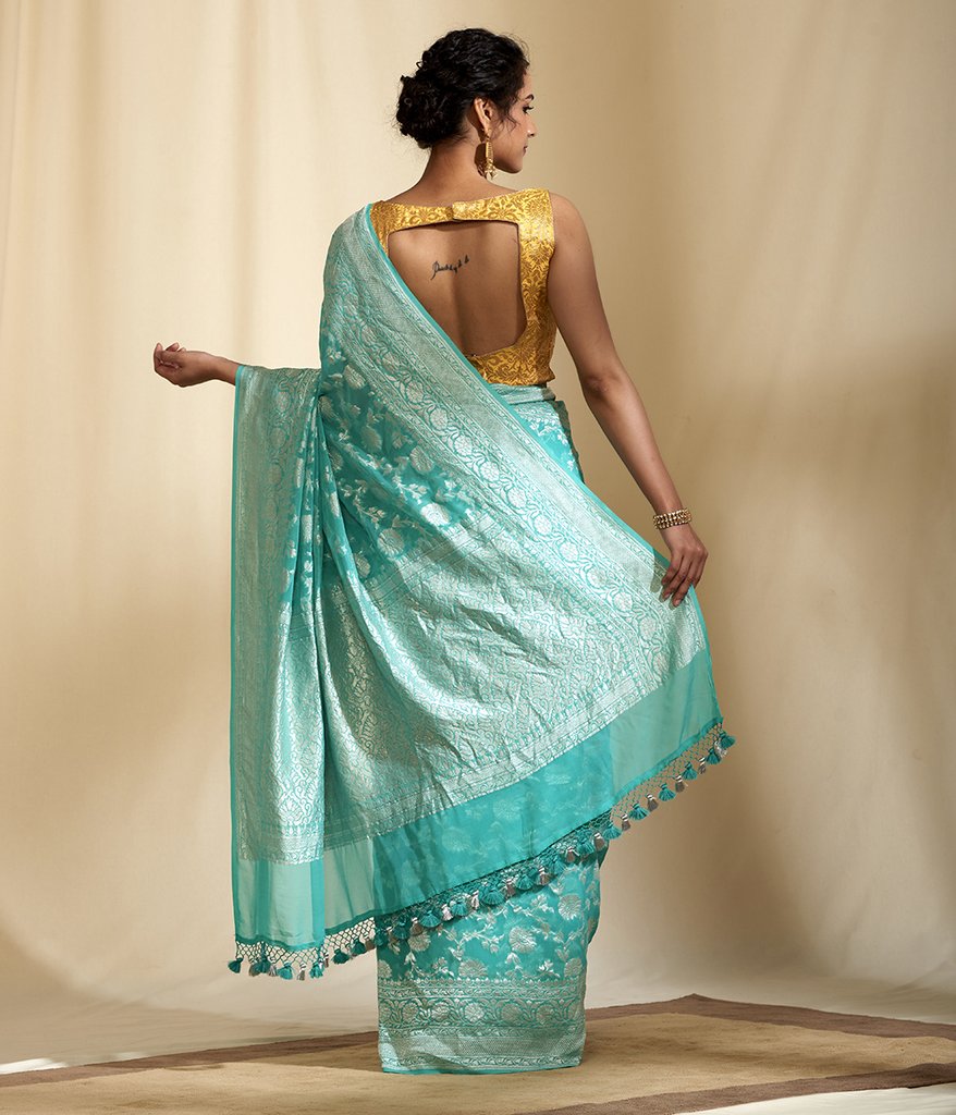 Pure Georgette Handloom Banarasi Saree