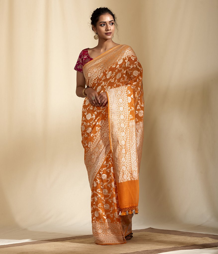 Pure Georgette Handloom Banarasi Saree