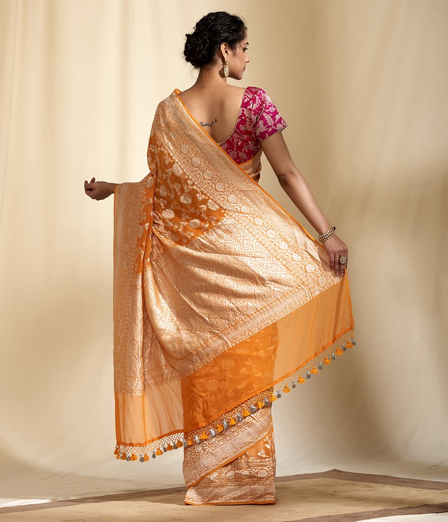 Pure Georgette Handloom Banarasi Saree