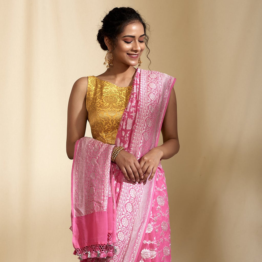 Pure Georgette Handloom Banarasi Saree