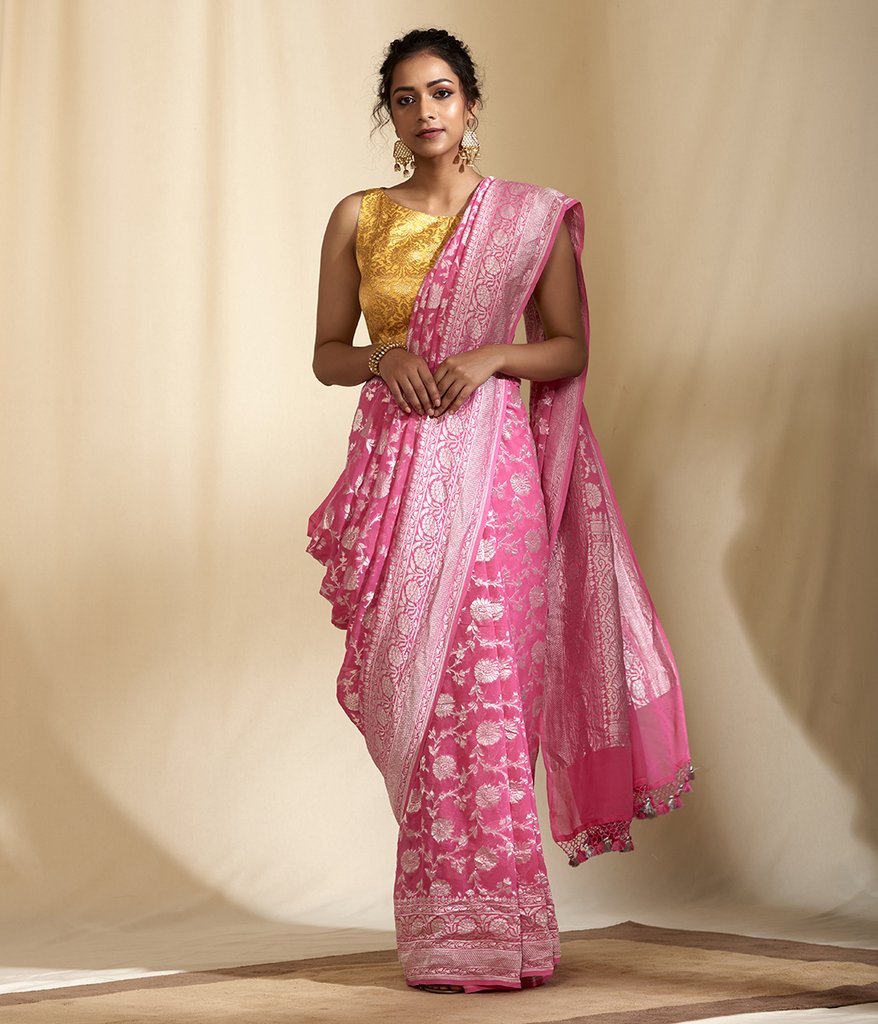 Pure Georgette Handloom Banarasi Saree