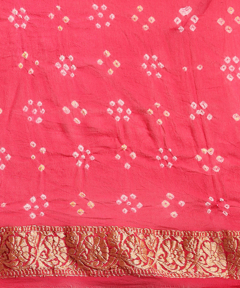 Pure Georgette Banarasi Bandhej Handloom Saree