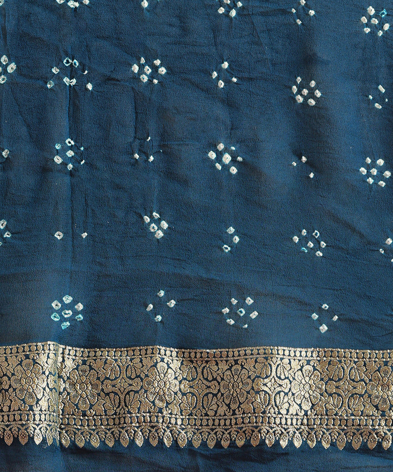 Pure Georgette Banarasi Bandhej Handloom Saree