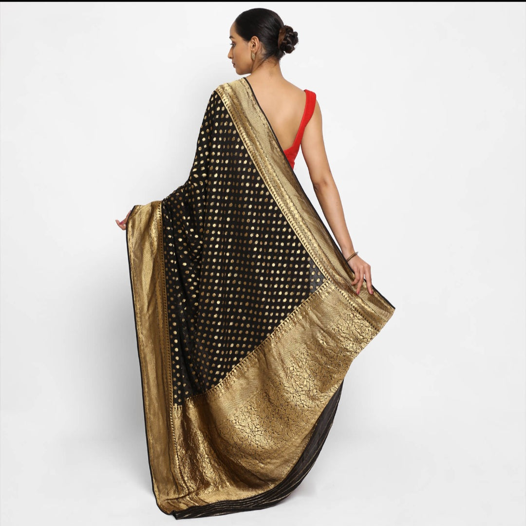 Khaddi Georgette Banarasi Saree - Gold zari