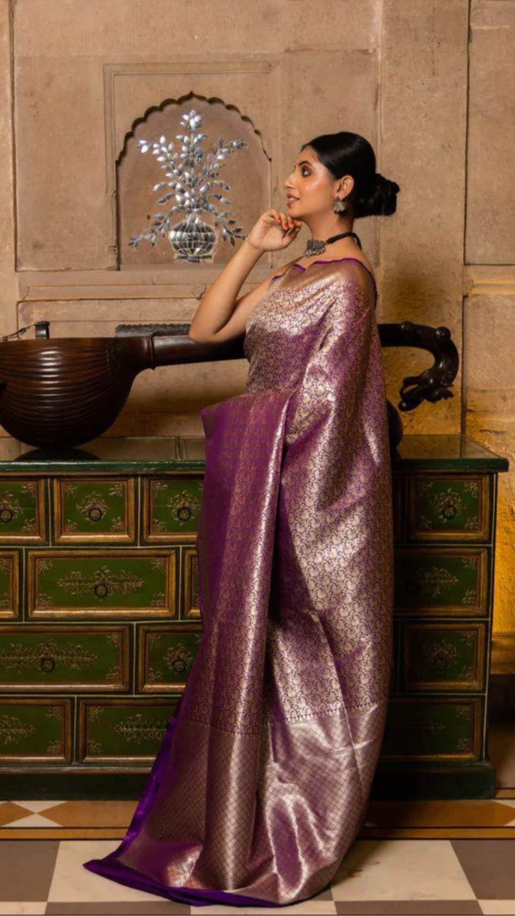 Pure Katan Silk Banarasi Handloom Saree - Tanchui Brocade