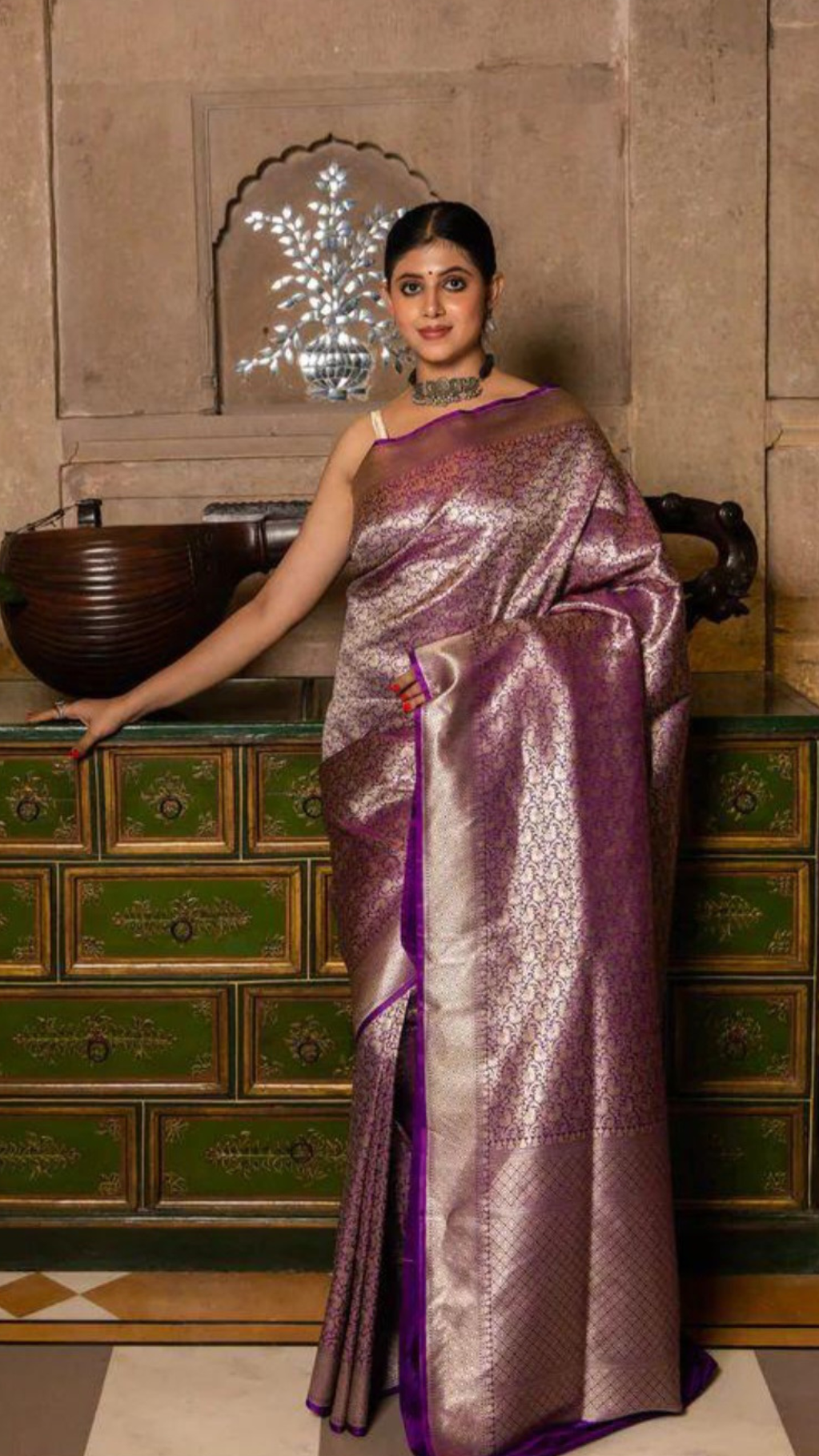 Pure Katan Silk Banarasi Handloom Saree - Tanchui Brocade