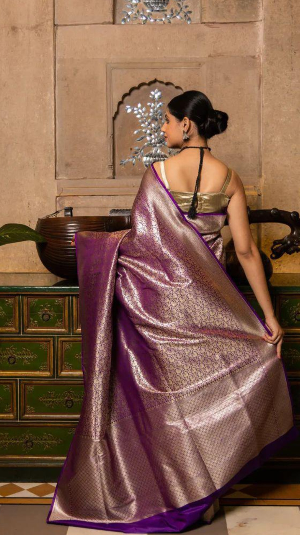 Pure Katan Silk Banarasi Handloom Saree - Tanchui Brocade