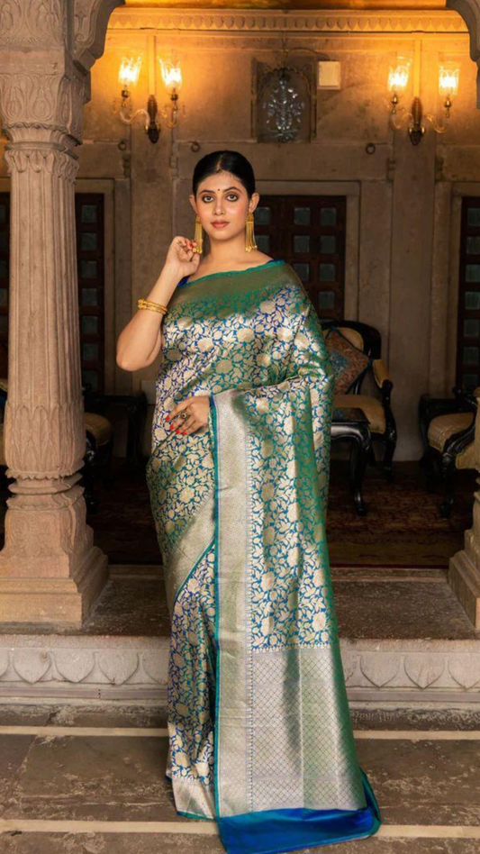 Pure Katan Silk Banarasi Handloom Saree - Tanchui Brocade