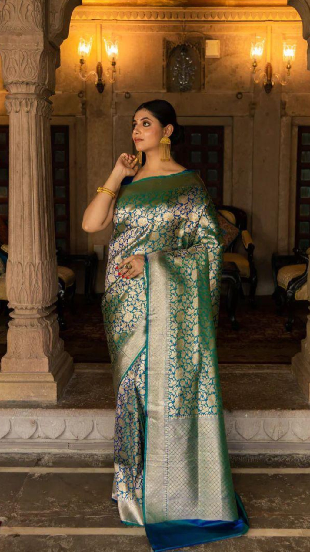 Pure Katan Silk Banarasi Handloom Saree - Tanchui Brocade