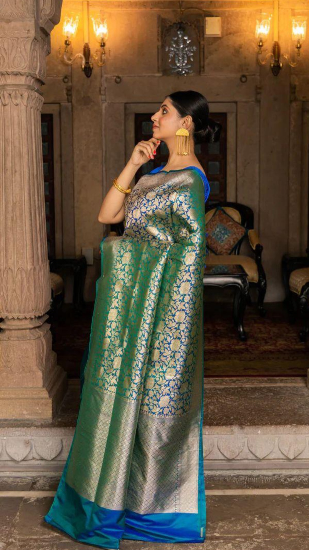 Pure Katan Silk Banarasi Handloom Saree - Tanchui Brocade