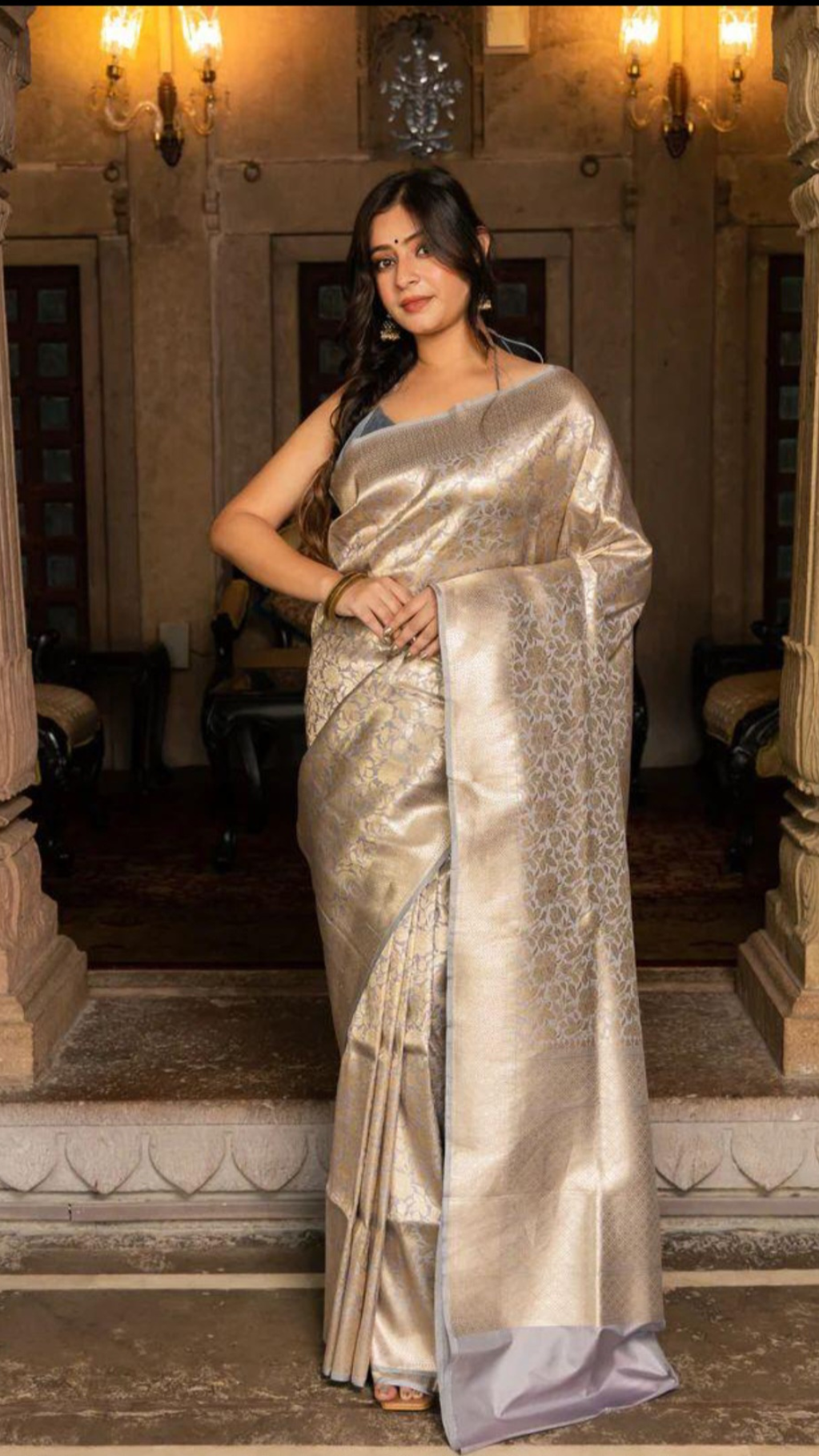 Pure Katan Silk Banarasi Handloom Saree - Tanchui Brocade