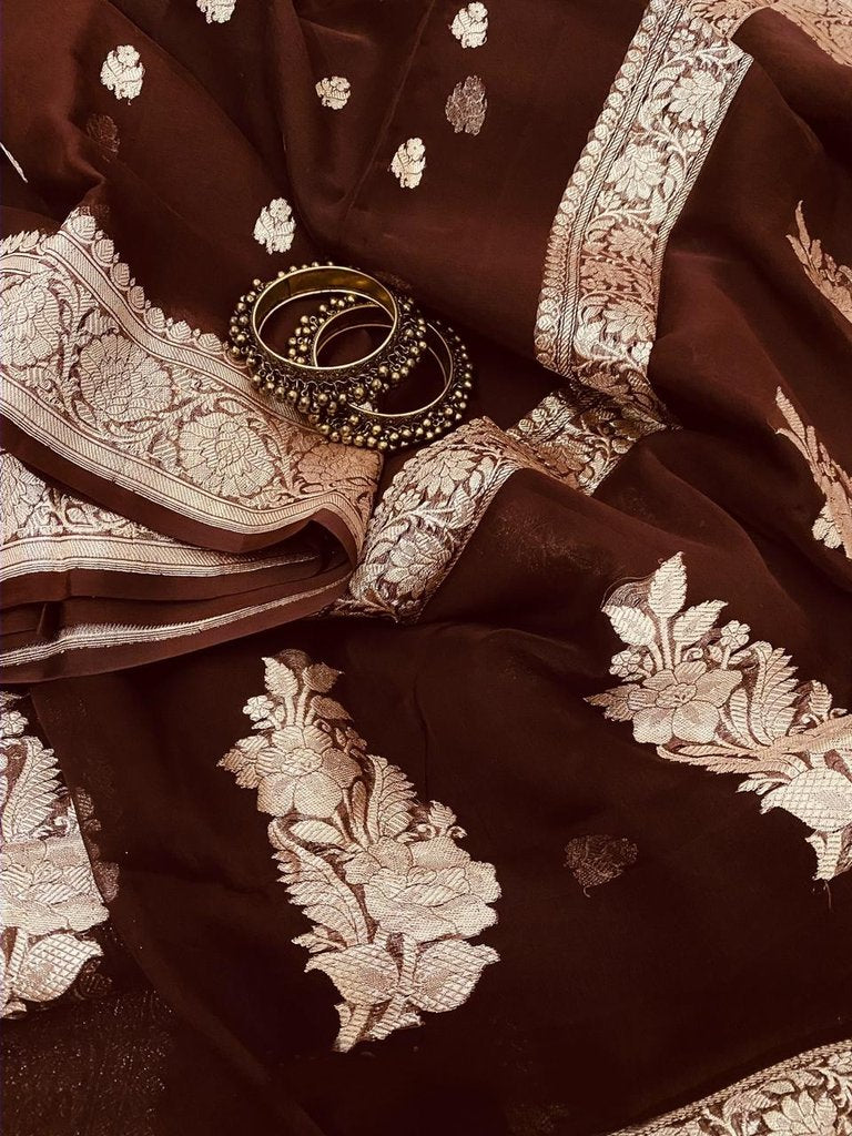 Pure Georgette Handloom Banarasi Saree
