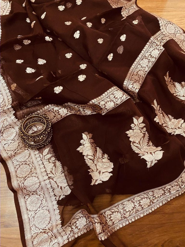 Pure Georgette Handloom Banarasi Saree