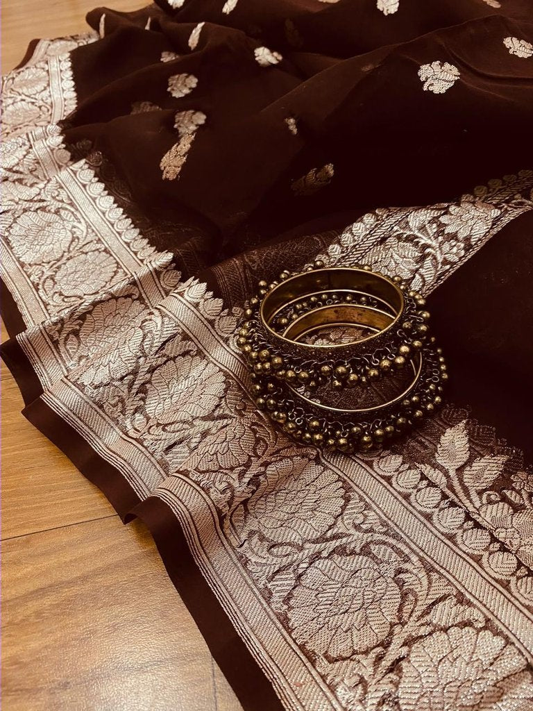 Pure Georgette Handloom Banarasi Saree